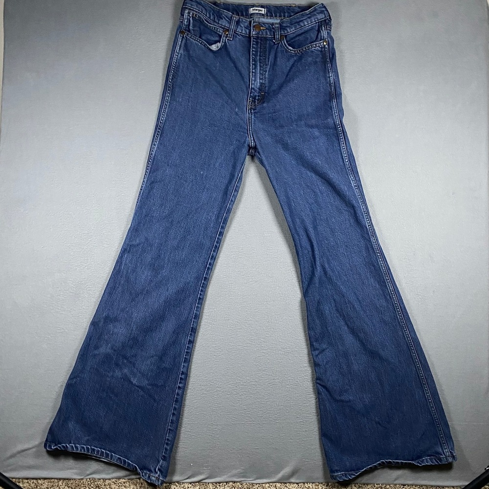 Wrangler Wanderer High Rise Flare Jeans‎ Dark Wash Blue 31x34 WFFHFSP